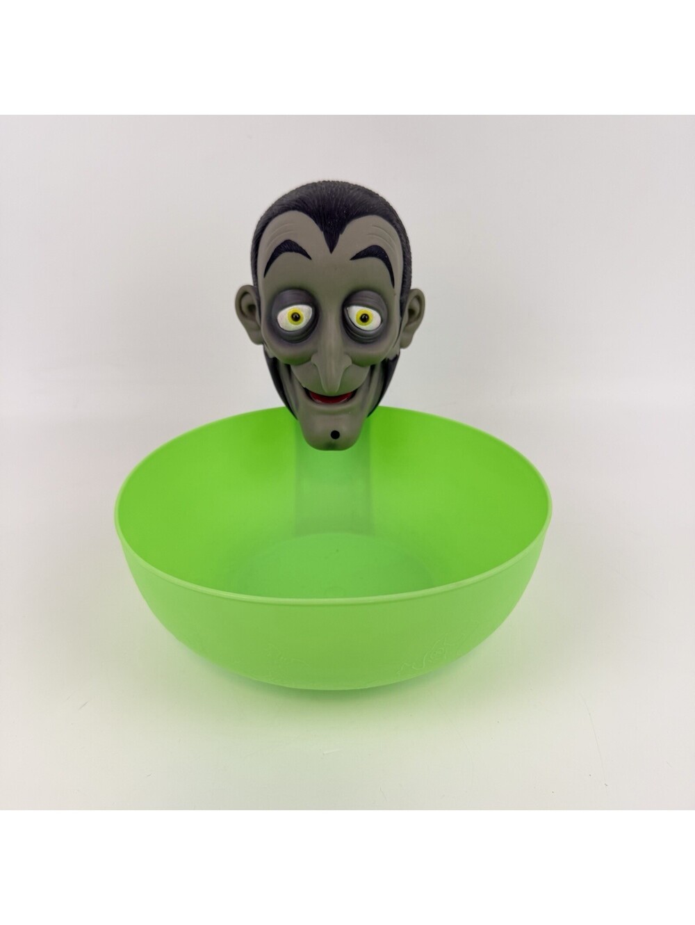 2002 Dracula Vampire Animated Halloween Candy Bowl Dish Decoration Green